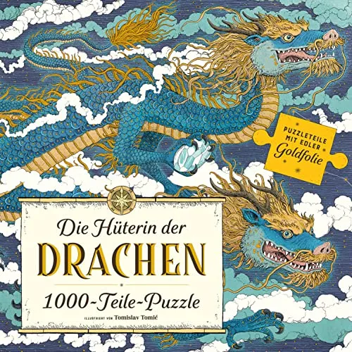 Die Hüterin der Drachen Puzzle: 1000 Teile mit Goldfolie - Unterhaltungsliteratur: Faszination trifft auf Kunst mit goldveredeltem Puzzle und Poster als Vorlage für ein einzigartiges Erlebnis.