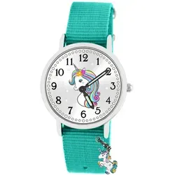 Kinder Armbanduhr Mädchen Einhorn Schmuckset - Armbanduhr mit leuchtenden Zeigern und 5 ATM wasserdicht, inkl. 4 emaillierten Einhorn Anhängern und Bettelarmband – das perfekte Geschenk für kleine Einhorn-Fans!