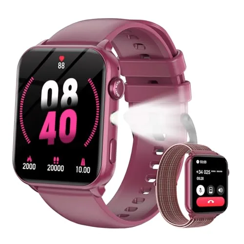 Smartwatch Damen mit Anruf, 1.91'' HD 30 Tage Akku Wasserdicht Taschenlampe
