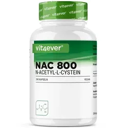 NAC - N-Acetyl L-Cystein 240 Kapseln - Hochdosiert & Vegan - Aminosäuren: 240 hochdosierte Kapseln mit je 800 mg N-Acetylcystein für 8 Monate, vegan und aus rein pflanzlicher Quelle für optimale Bioverfügbarkeit.