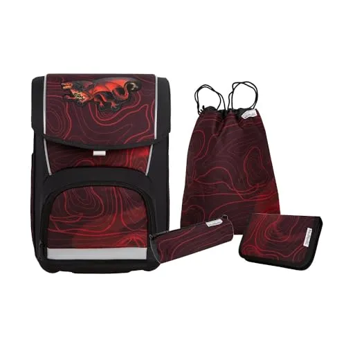McNeill Schulranzen-Set BASIC 4tlg. - Der perfekte Begleiter für den Schulstart - Schulranzen-Set BASIC, ausgestattet mit ClickFlex Rückensystem, das mitwächst, und reflektierendem Einhandmagnetschloss für optimale Sicherheit und Komfort.