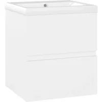 vidaXL Waschbeckenunterschrank mit Einbaubecken Weiß - Badezimmerschrank mit 1 Schublade, viel Stauraum und elegantem Design. Ideal für eine moderne Badgestaltung und einfache Reinigung.