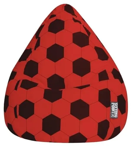 Sitting Point Sitzsack Fußball FANKURVE XL rot-schwarz - Sitzsack für Kinder und Jugendliche bis 1,70m, mit hochwertigem Digitaldruck und waschbarer Hülle, ideal für gemütliche Stunden beim Fußball schauen.