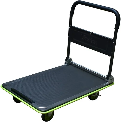 Wonday Stahl-Plattformwagen Professional - Tragkraft 300 kg - Faltbarer Trolley aus Stahlrohr mit rutschfester PVC-Matte und umklappbarer Rückenlehne, ideal für Transportaufgaben bis 300 kg.