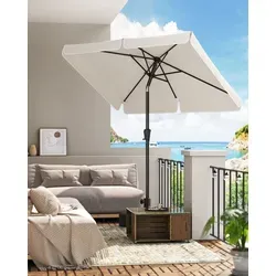 SONGMICS Sonnenschirm 200x150 cm, beige - Rechteckiger Balkonschirm mit UPF 50+ Sonnenschutz, ideal für 3-4 Personen. Beidseitig um 30° knickbar für optimalen Schatten, perfekt für Garten oder Terrasse.