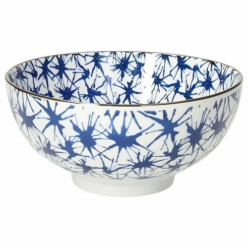 Salatschüssel Sapa, 20 cm, weiß-blau mit mediterranem Dekor, aus Porzellan