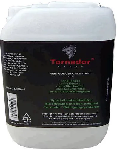 Tornador-Clean Reiniger-Konzentrat 877925 - 5L - Reinigungsmittel, hochkonzentriertes Reiniger-Konzentrat 1:10, ergibt 50 Liter Reinigungsflüssigkeit, ideal für professionelle Anwendungen ohne Gefahrgut.
