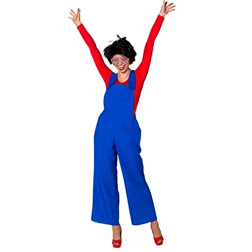 Fasching Damen Latzhose in Blau oder Rot (Gr. 40/42) - Stylische Latzhose für Damen in Blau oder Rot, ideal für Fasching und Karneval. Bequemer Schnitt und auffällige Farben sorgen für einen tollen Auftritt!