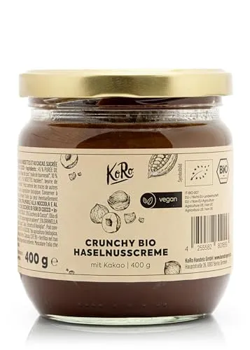 KoRo - Crunchy Bio Haselnusscreme mit Kakao 400 g - Crunchy - Ohne Palmöl - Vegan