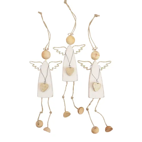 Weihnachtsengel Anhänger Holzdeko 22cm 3er-Set, 3 Stück