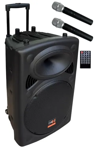 E-Lektron EL38-M Mobile PA Sound Anlage 900W - PA Komplettset mit leistungsstarker Akku-Betrieb und Bluetooth, ideal für bis zu 250 Personen, inkl. 2 Funkmikrofonen und Fernbedienung für einfaches Handling.