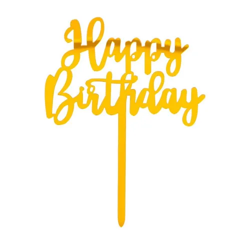 Boland Tortenstecker Kuchentopper - Happy Birthday - gold - ca. 15,5 x 11 cm