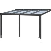 Skan Holz Terrassenüberdachung Monza 434 x 257 cm - Moderne Terrassenüberdachung aus hochwertigem, pulverbeschichtetem Aluminium in Anthrazit, mit 10 mm Verbund-Sicherheits-Glas für optimalen Lichteinfall und Schallschutz.