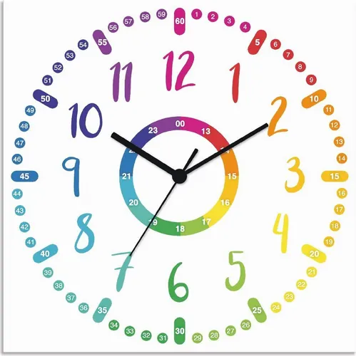 Artland Wanduhr Kinderuhr - bunt, lautlos - Wohnaccessoires mit wahlweise Quarz- oder Funkuhrwerk, ideal für kinderfreundliche Räume, Made in Germany, leise ohne Tickgeräusche.