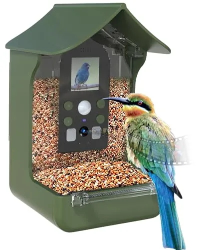VisorTech Vogelhaus Kamera: Futterstation mit Full-HD-Kamera - Futterstation für Wildvögel mit integrierter Full-HD-Kamera und PIR-Sensor für automatische Aufnahmen. Ideal für Vogelbeobachtung bei Tag und Nacht dank Infrarot-Nachtsicht.