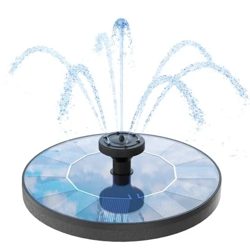 AMZtime Solarbrunnen für Außen – Upgrade mit 6 Düsen für Teich und Garten