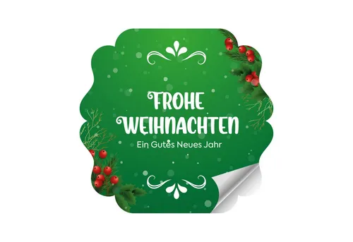PrintGoing Aufkleber Frohe Weihnachten Aufkleber, selbstklebend und bunt, 60 Stück, Bunte Weihnachtsmotive, 10 verschiedene Muster, 60 Stück