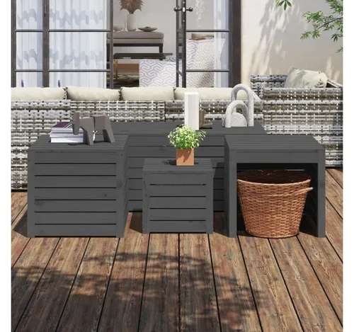 furnicato Gartenbox 4-tlg. Gartenbox-Set Grau Massivholz Kiefer (1 St)