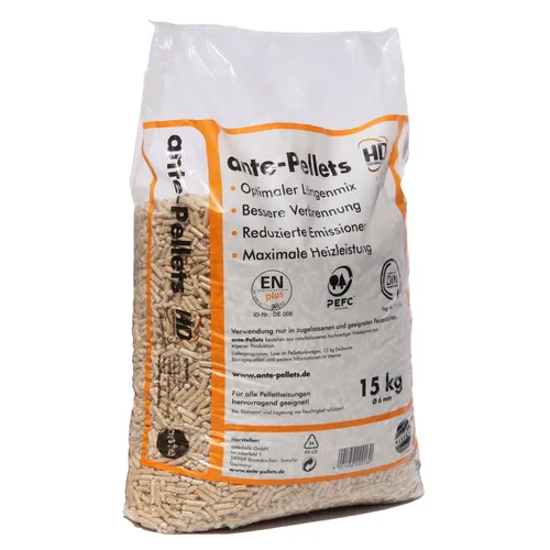 Ante Holzpellets 2x 15Kg - Brennholz: Hochwertige Holzpellets für effiziente und umweltfreundliche Wärme, ideal für Pelletöfen und Heizungen.