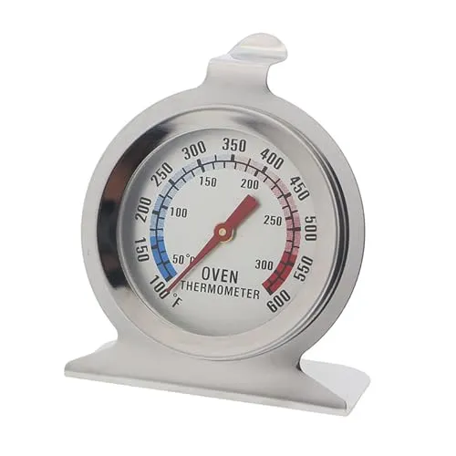 jatimdotin Ofenthermometer, Backofenthermometer Edelstahl Backofen Thermometer Backofenthermometer Innen Backthermometer für Küchenbackwaren mit Großem Zifferblatt Silber