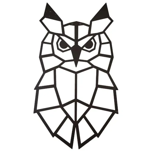 Hansmeier® Wanddeko Motiv Eule Schwarz - 32 x 55 cm - Wasserfest, schlicht, modern - Für Außen und Innen - Metall-Dekoration im Industrial Style