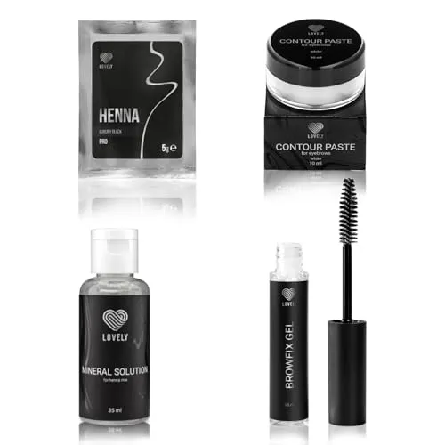LOVELY Henna Augenbrauen Set - Luxury Black mit Mineral Solution & Konturenpaste - Für perfekt definierte Augenbrauen: Das LOVELY Henna Set bietet langanhaltende Farbe und optische Dichte. Enthält alles für eine einfache Anwendung und professionelles Ergebnis.