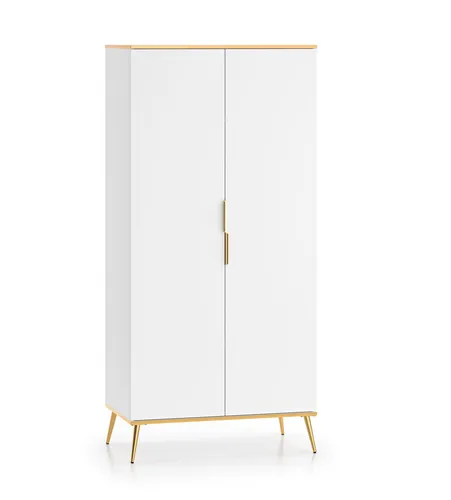 Kleiderschrank Viterbo 92x53x195cm in Alpinweiß mit goldfarbenen Akzenten