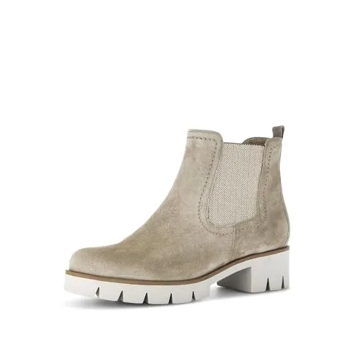 Gabor Damen Chelsea Boots Kiesel (EL. Wave) – Flache Stiefeletten für jeden Anlass - Elegante Chelsea Boots für Damen in Kiesel. Mit flachem Absatz, weichem Flauschfutter und praktischem Reißverschluss sind sie perfekt für Übergangswetter und bieten hohen Tragekomfort.