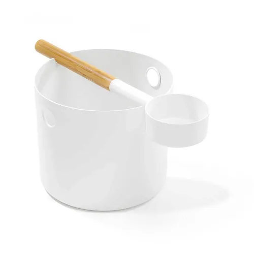 KOLO Sauna Kübel + Kelle Weiß Saunazubehör Made in Finnland Designer Set