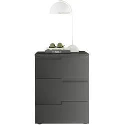 Pol-Power Nachtkommode in Graphit matt mit 3 Schubladen - Moderne Nachttischlösung mit 3 praktischen Teilauszügen für optimalen Stauraum. Ideal für ein stilvolles Schlafzimmer. Maße: 46x59x40 cm.