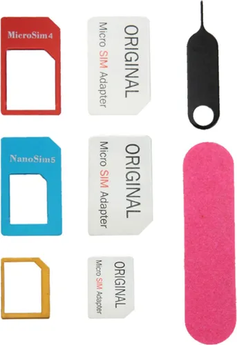 subtel SIM-Kartenadapter 5 in 1 Organizer Set Micro SIM Nano SIM Standard SIM Karten Adapter Kit Simkartenslot Simkartenadapter Metall