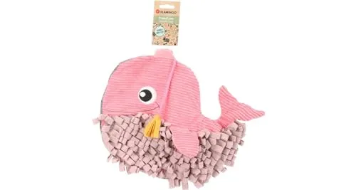 Flamingo Schnüffelteppich Welpe Morgano Pottwal Rosa - 38x32x9cm - Mit Anti-rutsch und knistergeräusch - Mit Snacks oder Trockenfutter befüllbar