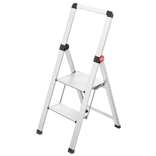 Hailo Trittleiter 'DK40 Selekta BasicLine' 2 Stufen - Leiter für sicheres Erreichen von Höhen bis 2,69 m, tragbar und aus leichtem Aluminium, ideal für Haushalt und Garten.