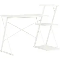 vidaXL Schreibtisch mit Regal Weiß 116×50×93 cm - Kinderschreibtisch mit integriertem Regal, ideal für Zuhause oder Büro. Robuste Bauweise aus Holzwerkstoff und Stahl, bietet viel Stauraum für Bücher und Zubehör.