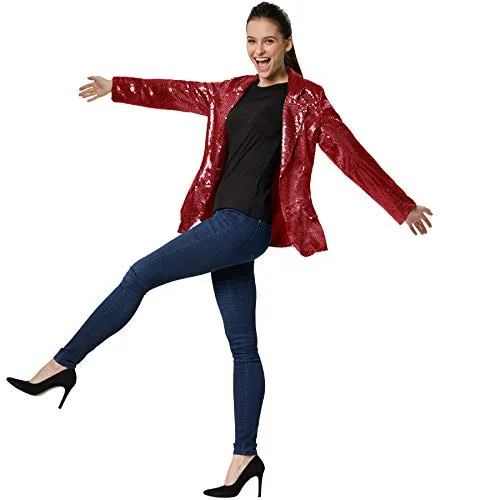 dressforfun Blazer Damen – Glitzerndes Kostüm für unvergessliche Auftritte - Funktionsjacken: Damen-Jackett mit glitzernden Pailletten, ideal für Fasching und Rave. Hoher Tragekomfort und perfekter Sitz für jeden Anlass.