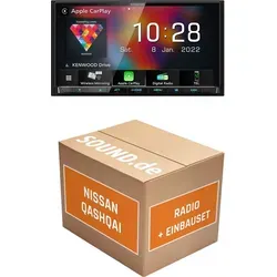 Autoradio Einbaupaket Kenwood DMX8021DABS passend für Nissan Qashqai J11 + Visia | (Wireless) Apple CarPlay (Wireless) Android Auto