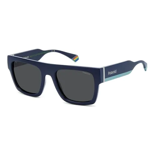 POLAROID Unisex PLD 6224/S/X Sonnenbrille, Blau, 54 - Sportbrillen mit rechteckigem, flachem Design aus umweltfreundlichem Polycarbonat - ideal für aktive Outdoor-Abenteuer.