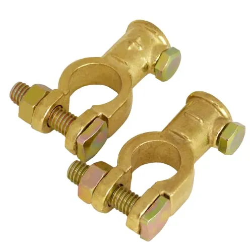 A0066-6-1 Batterieklemmen Set Batteriepolklemmen aus Messing 12V 24V Batterie Klemmen Polklemmen Autobatterie + Plus - Minus Batterie Pole Klemme Pol Anschluss Anschlussklemmen Auto LKW Camping Solar