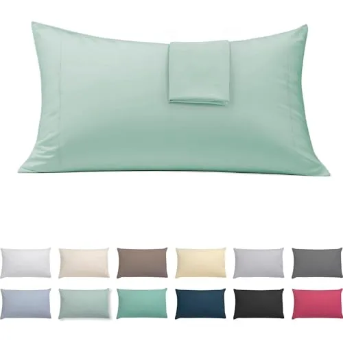 ECOMMERC3 Kopfkissenbezüge 50x75 cm 2er-Set Baumwoll-Mix | Grün
