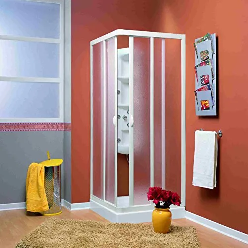 Forte Eckdusche Vela 70x70 cm - Duschkabine mit Schiebetür aus hochwertigem Acrylglas, variabler Verstellbereich für einfache Anpassung und elegantes Design in Weiß.