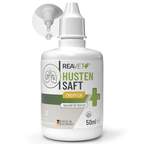 ReaVET Hustensaft Tropfen für Katzen 50ml I Bronchial Liquid I Sekundierend bei Husten & Atemwegsreizungen