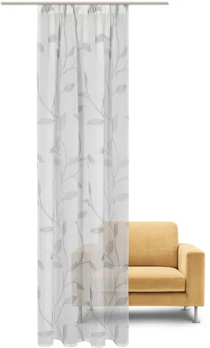 Dekoschal Feel of Nature hellgrau, 140 x 245 cm - Gardinen & Vorhänge, eleganter Dekoschal in hellgrau mit natürlichem Look, ideal für ein gemütliches Wohnambiente.