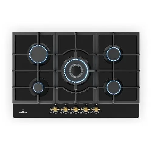 Klarstein Victoria Gaskochfeld 5-flammig - Kochfelder im Retro-Look mit leistungsstarken Sabaf-Brennern, sicher dank automatischer Abschaltung und pflegeleichtem Keramikglas.