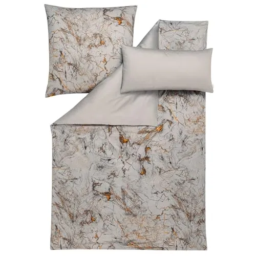 Estella Bettwäsche Raphael, Mako-Satin 3-teilig in Grau/Silber - Bettwäsche-Set aus hochwertigem Mako-Satin, OEKO-TEX® zertifiziert und pflegeleicht bei 60°C, ideal für einen erholsamen Schlaf.