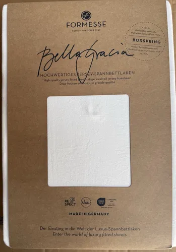 Formesse Spannbettlaken Bella Gracia Alto, Uni-Farbe Weiß - Hochwertiges Spannbettlaken mit rundum Gummizug für perfekten Sitz. Ideal für Boxspringbetten, aus 97% Baumwolle und OEKO-TEX® zertifiziert. Passt auf Matratzenhöhen bis 40 cm.