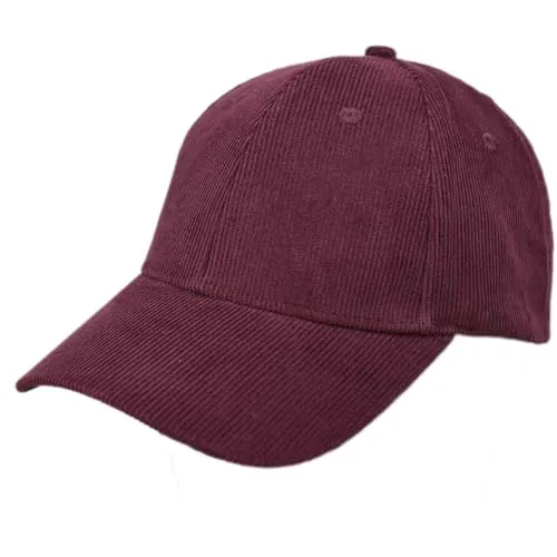 Melegari Baseballmütze aus Samt mit Feinripp, Peter | Reine Baumwolle | Einheitsgröße verstellbar | Herbst Winter | Herren/Damen, bordeaux, 55/60 cm