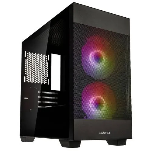 LANCOOL 205M Mesh - Miditower PC-Gehäuse in Schwarz, mit gehärtetem Glas und RGB-LED Kühlern, ideal für leistungsstarke Builds