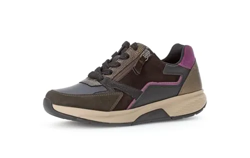Gabor Damen Low-Top Sneaker, Frauen Halbschuhe,straßenschuhe,Strassenschuhe,Sportschuhe,Freizeitschuhe,schwarz/Choco/Berry,41 EU / 7.5 UK