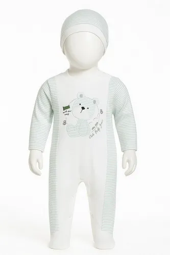 Lorey Medtec Strampler Baby Strampler mit Fuß + Mütze, 100% Baumwolle, Jungen + Mädchen (Strampler + Mütze)
