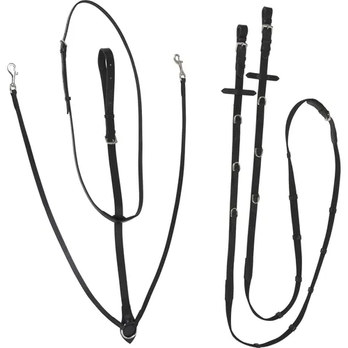 Kerbl Thiedemannzügel schwarz, Größe Full - Hochwertige Zügel-Martingal-Kombination mit Karabinerhaken, ideal für eine präzise Kontrolle beim Reiten. Perfekt für Warmblut-Pferde.